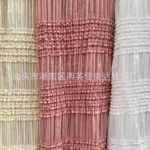 雪纺布弹力褶皱设计钩花刺绣面料厂家直销小清新轻薄吊带衫绣花布