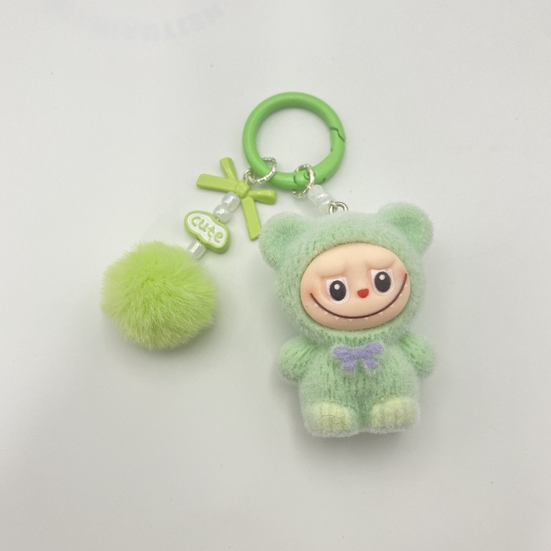キャンディーカラーの植毛布キーホルダー、携帯電話の飾り、女の子のバッグの飾り、ラブブキーホルダー、キュートで楽しい|undefined