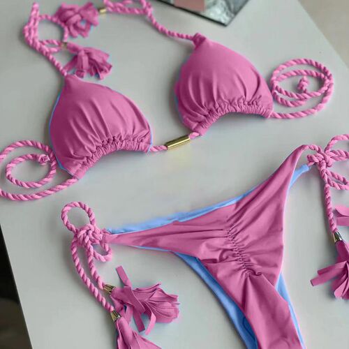  handmade braided rope bikini, new European and American style sexy women's swimsuit, multi-color bikini one-piece swimsuit