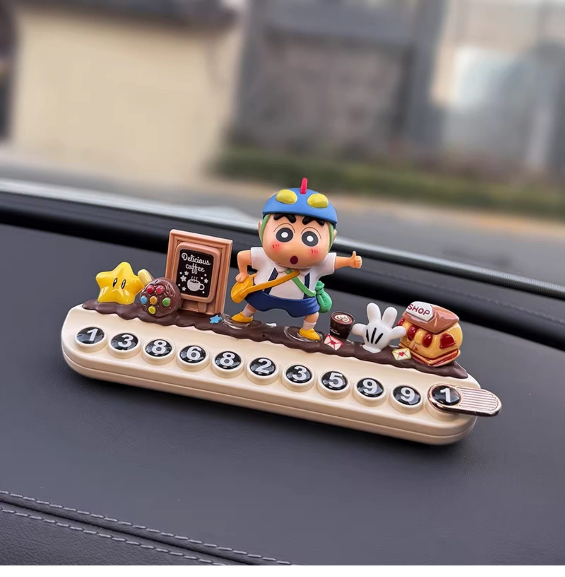 2026 New Model Crayon Shin-Chan Temporary Parking Number Plate for Moving the Car, with a Phone Number That Can Be Hidden on the Car