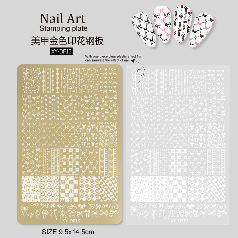 新款印花钢板模板金色花瓣蕾丝蝴蝶花纹国风竹林转印工具印花批发|undefined