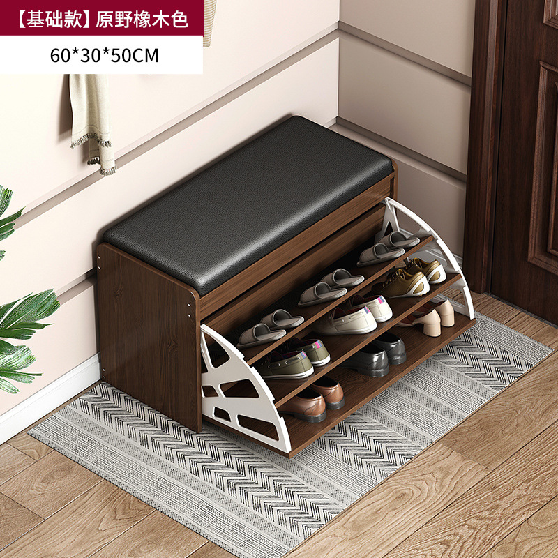 Taburete de cambio de zapatos en la puerta del hogar, taburete de asiento para armario de zapatos, taburete de asiento integrado, estante de zapatos de flip-top, almacenamiento de entrada, taburete de zapatos