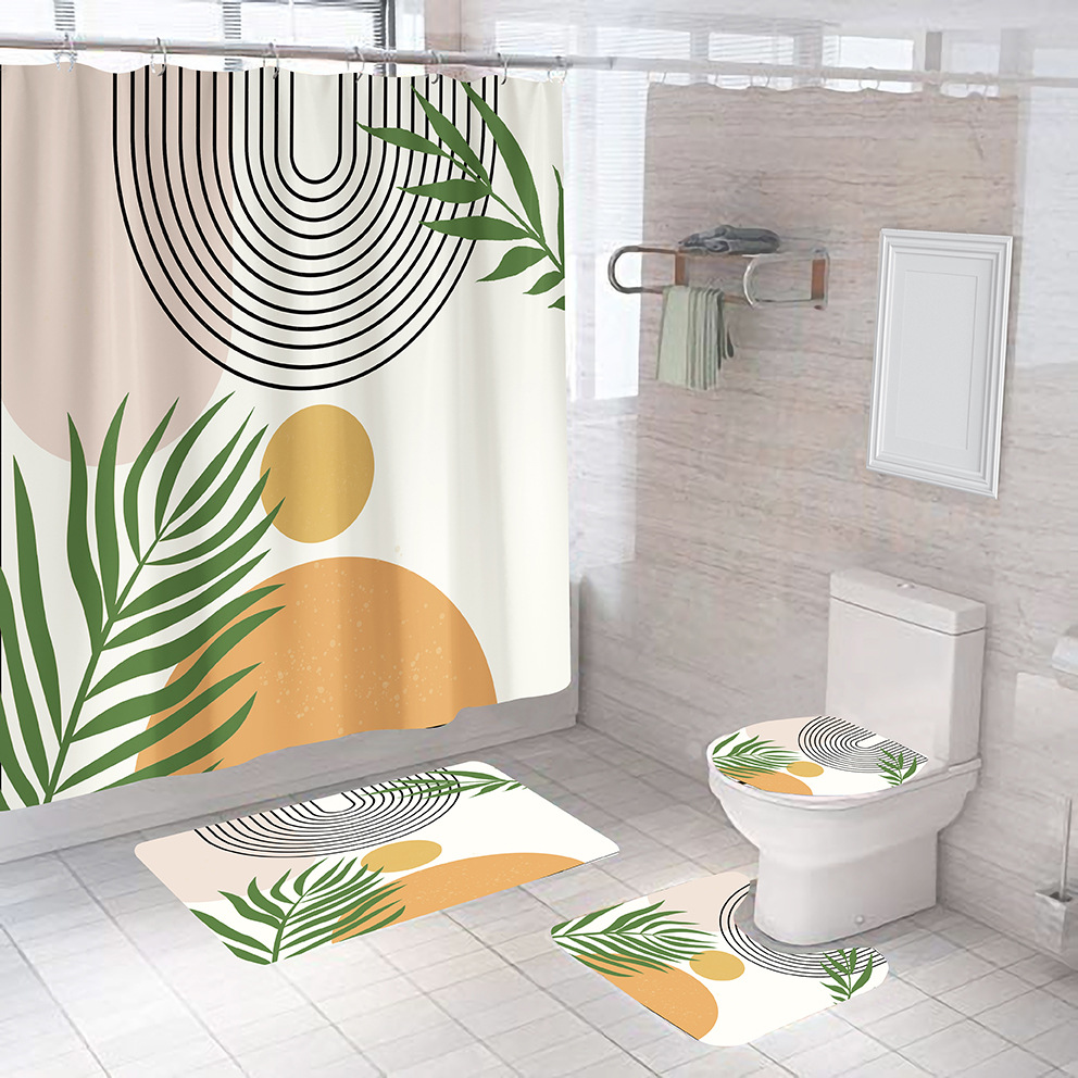 Morandi Series Cross-border Shower Curtain Waterproof Mildew-proof Bathroom Bathroom Bath Partition Curtain Available in Various Sizes