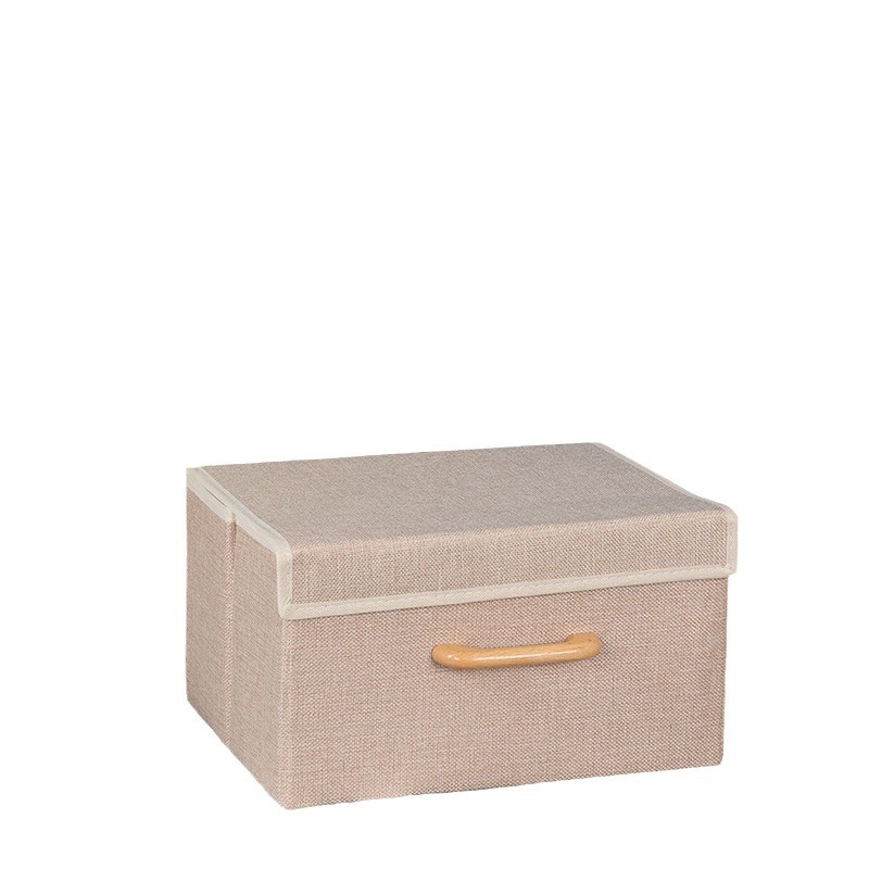 Caja de almacenamiento de lino y algodón multiusos con tapa Caja de almacenamiento de ropa de dormitorio Documentos de oficina Tela Caja de almacenamiento portátil al por mayor