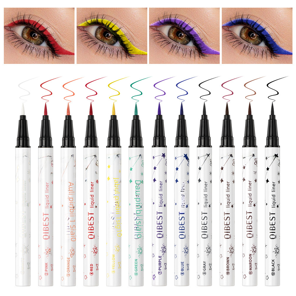 QIBEST matte color eyeliner waterproof sweat-proof non-smudging long-lasting quick-drying smooth beginner eyeliner glue pen