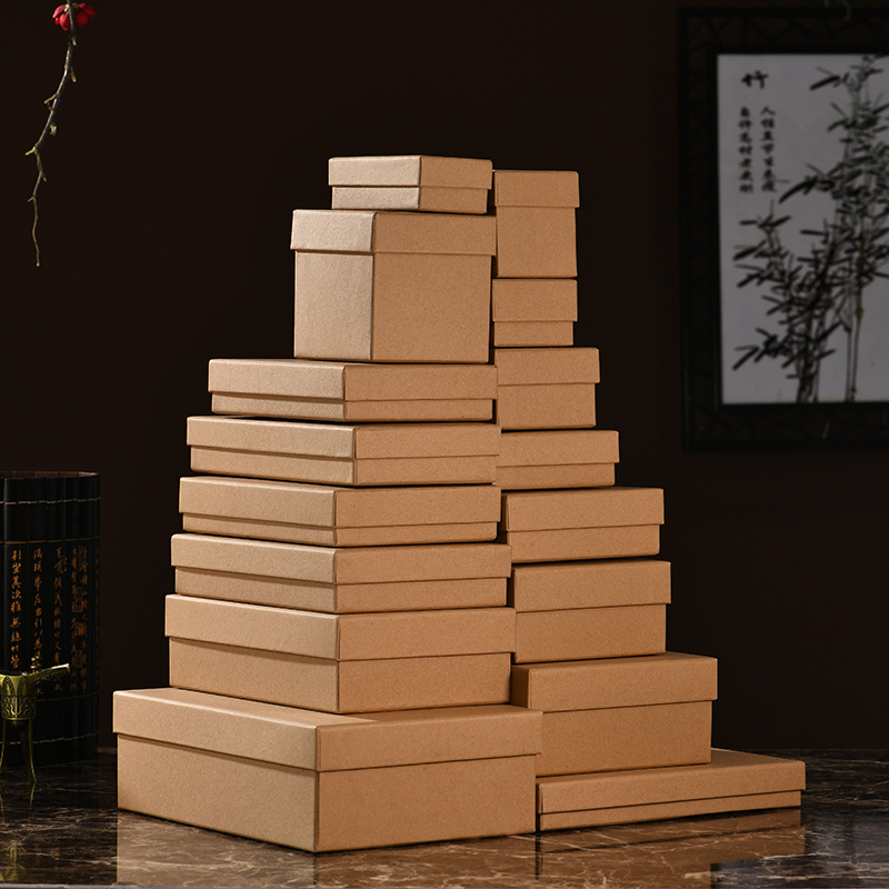 现货批发牛皮纸硬盒玩具袜子打底裤天地盖生日礼物空盒礼品包装盒