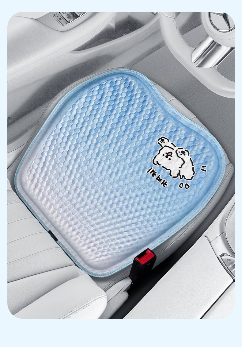Snow Edge Creative Gel Cushion Cute Black Pink Cat Car Cooling Cushion Summer Plaid Breathable Office Seat Cushion