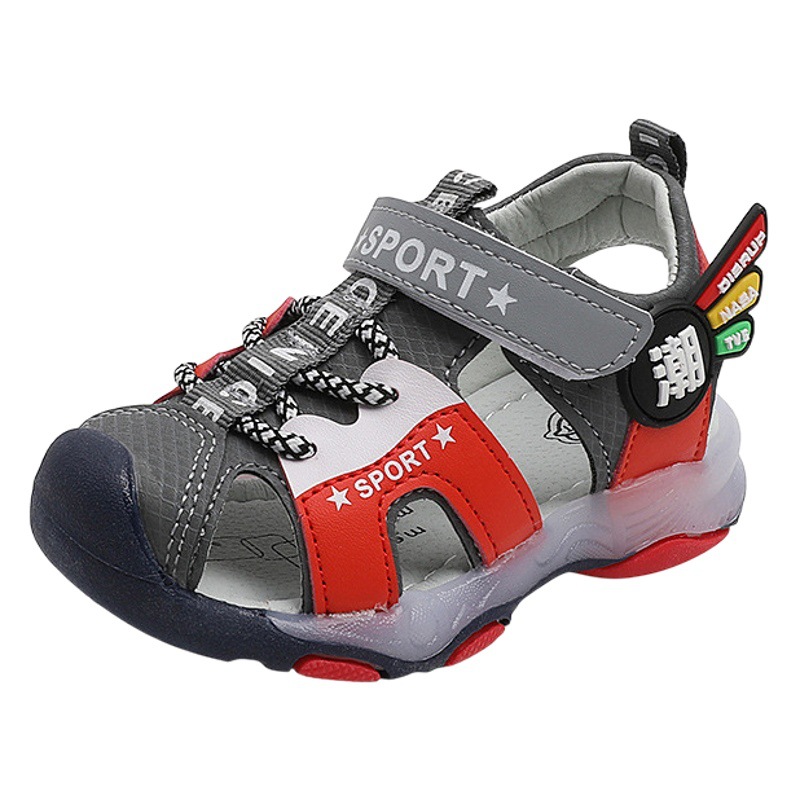 2023 verano cómodo en stock zapatos casuales de los niños zapatos de playa de los niños del bebé de moda estilo coreano zapatos del niño del bebé intermitente sandalias