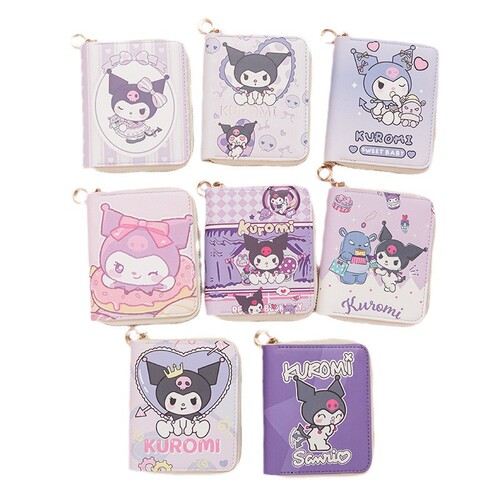 Cartoon Colome cute short zipper wallet for girls, student money clip card holder, small and fresh zero wallet, ID holder