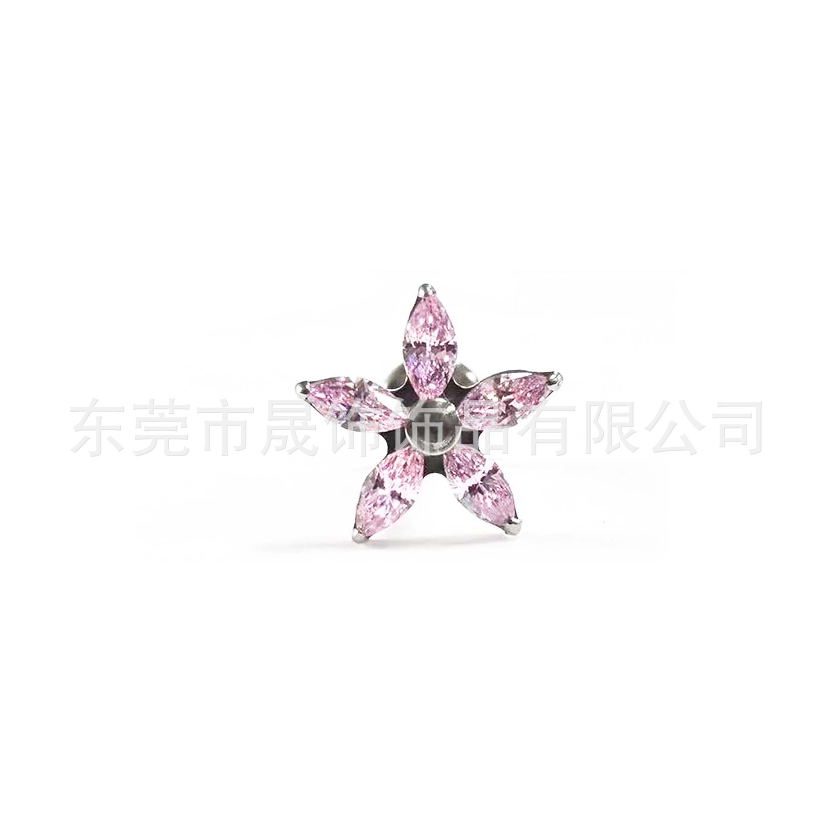 F136 Titanium Alloy 马眼五瓣 Flower Ear Stud Studded Cubic Zirconia 钉 Helix Cartilage Stud G23 Titanium Internal Thread Lip Jewelry 头部