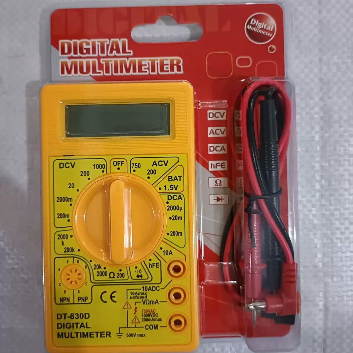 漳州工厂生产商黑色黄色便宜DT830D带蜂鸣器数字万用表