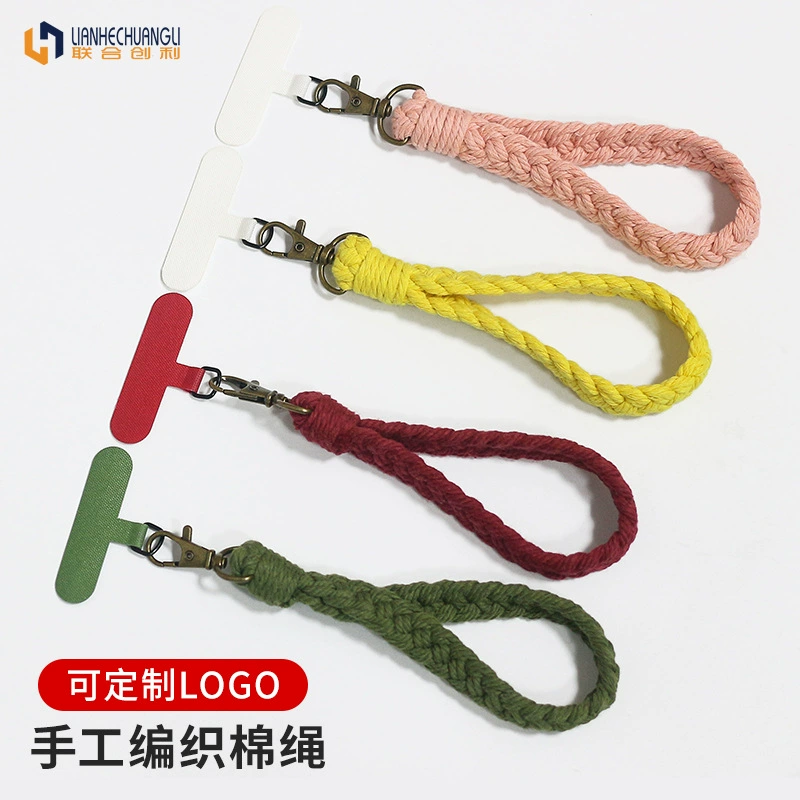 Оптовая продажа ручная ручная плетка ремешка карточка универсальный запястной веревку анти-дискаунтер прокладка diy подвеска для мобильного телефона трос хлопок веревка
