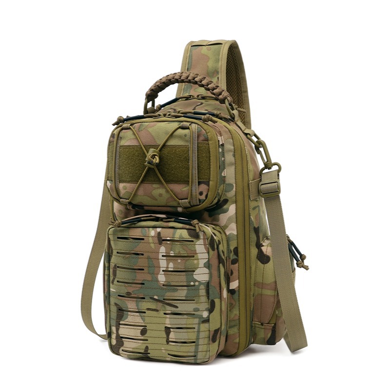 Bolso de pecho bandolera de ciclismo de deportes al aire libre personalizado Bolso de pecho táctico de camuflaje para fanáticos militares para hombres Bolso de hombro casual impermeable