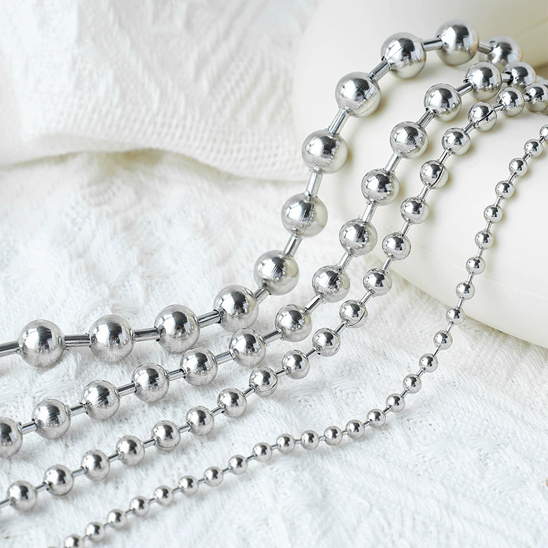 Fashionable universal necklace from pearl stainless steel, accessory, European style, simple and elegant design