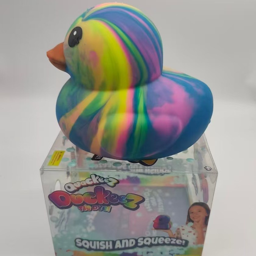 Big Yellow Duck Cross-Border Toy Duckling Stress Relief Slow Rebound Squeezable Toy Colorful Fluid Pattern Duck Stress Relief Toy