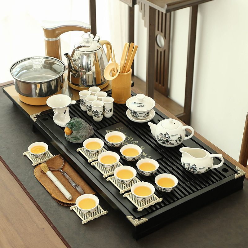 茶器セット家庭用全自動セット工夫茶杯紫砂茶道オフィス一体茶台実木茶盤|undefined
