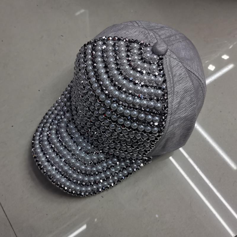 Gorra de béisbol con diamantes de imitación para mujer, estilo coreano de primavera y otoño, moda urbana, versátil, sombrero para el sol, perla de lujo ligero