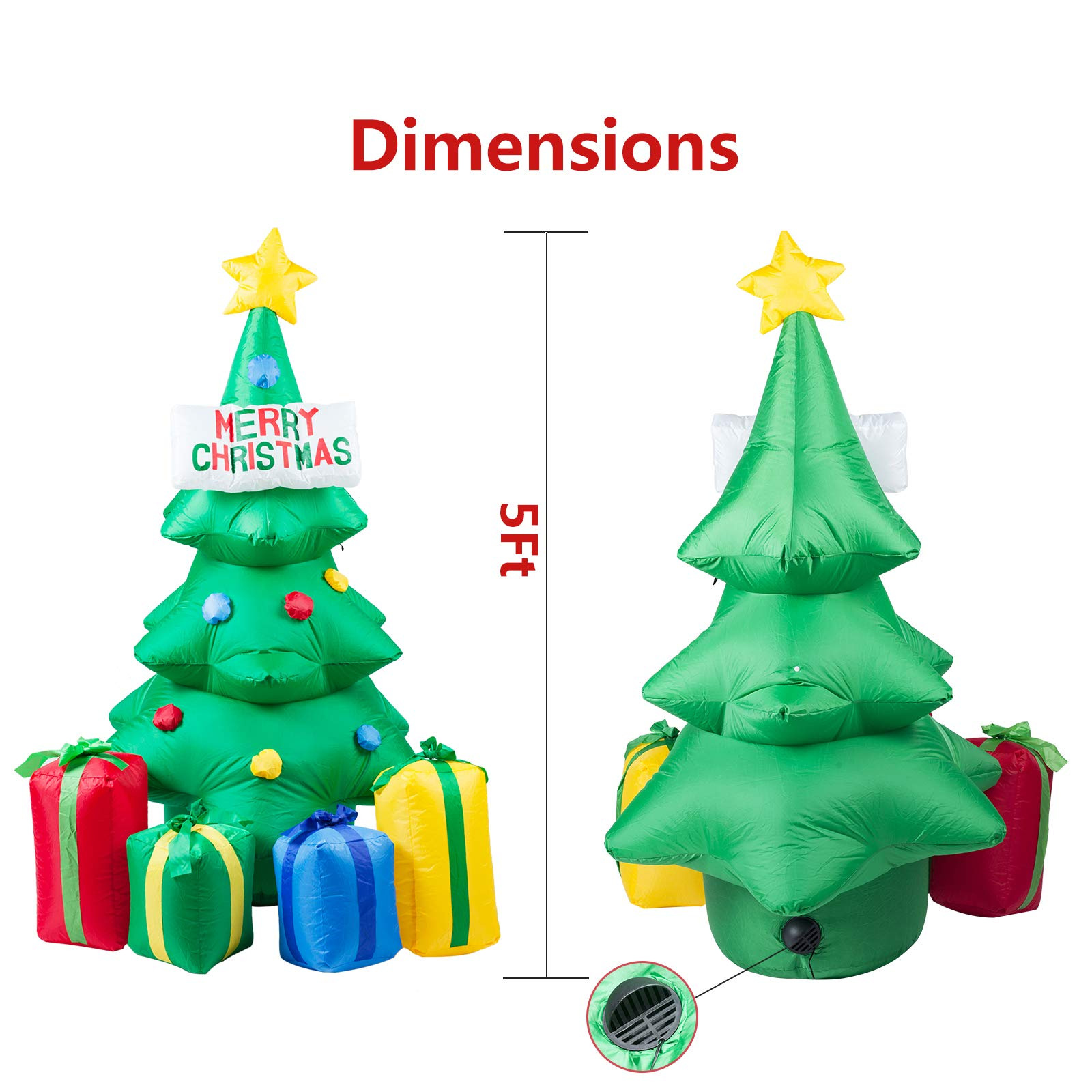 Nuevo 1,5 m Navidad árbol de Navidad inflable luminoso Navidad jardín decoraciones Navidad suministros bolsa de regalo