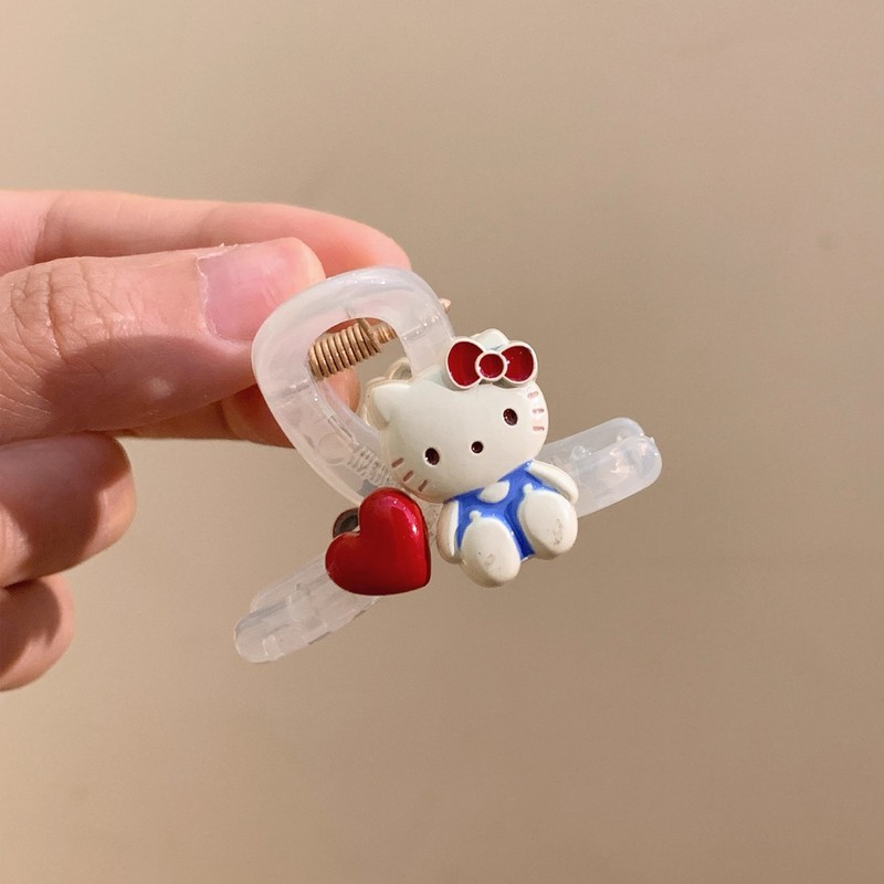 可爱kt猫爱心小抓夹精致碎发刘海夹头饰2025新款顶夹半扎发夹发卡|undefined