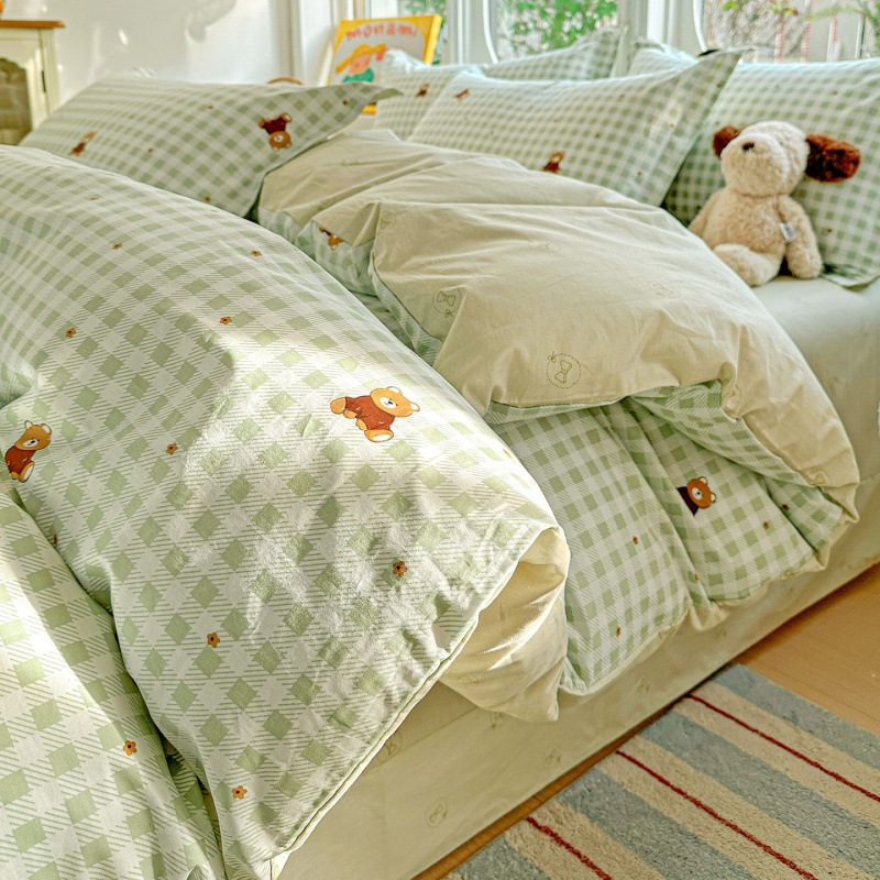 ins caricatura para niños algodón cama de cuatro piezas set 100 sábanas de flor de algodón sábanas
