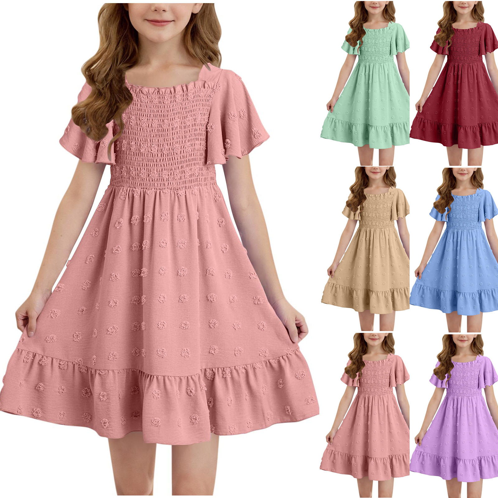 2026 European and American Foreign Trade Cross-Border Girls' Amazon Hot-Selling Sleeveless Square-Neck Ruched Backless Short Dress for Women