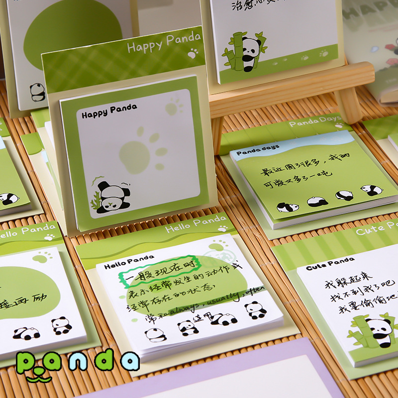 Ins-Style Cute Panda Sticky Notes for Students, Message Notes, Reusable Labels, Small Notebooks, Office Memo Pads
