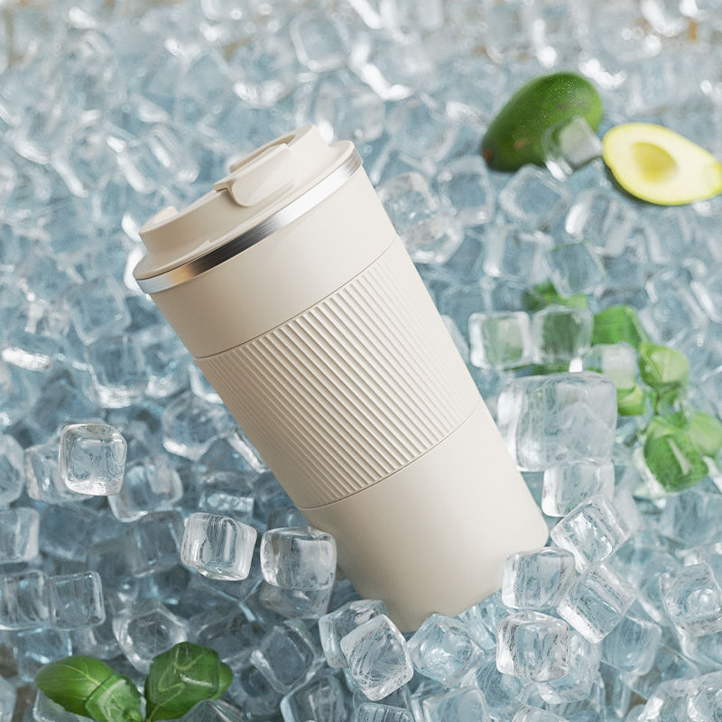 Taza de vacío portátil de acero inoxidable con tapa para café y té oficina coche estudiantes