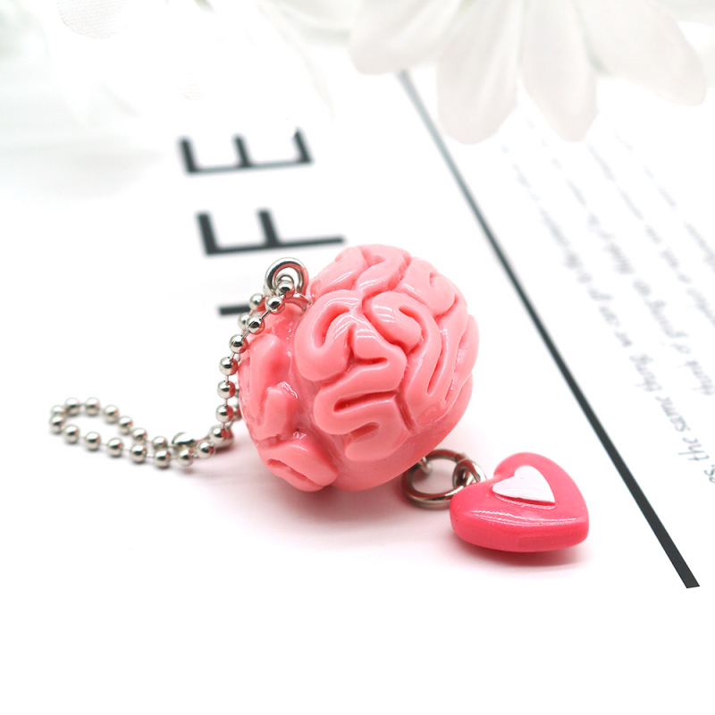 Creative simulation pink brain love pendant mobile phone bag car keychain top girlfriends Qixi gift