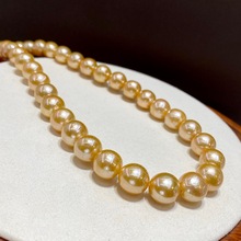 天然爱迪生金珍珠颈链大颗粒南洋浓金色珍珠媲美海水金珠色妈妈女