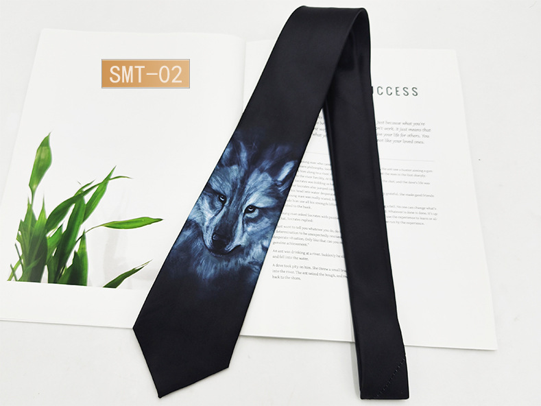 Fabricante spot impresión digital corbata de hombre estilo de Hong Kong moda retro casual animal divertido hecho a mano estilo 8cm