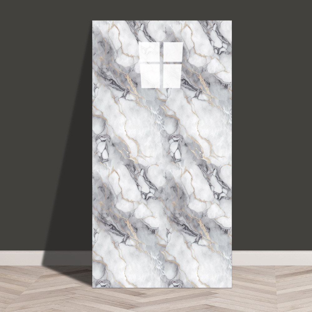 azulejos imitados mármol pegatinas de pared PVC placa de aluminio y plástico decoración papel pintado impermeable a prueba de humedad papel pintado autoadhesivo pegatinas de cocina