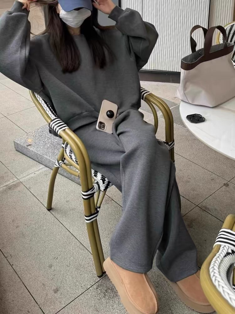 ActiveGo Trendy Fashion Sweatshirt Sports For Women 2025 Autumn Winter Slim Loose Korean Style Student Casual Two-Piece Running_voghion.com