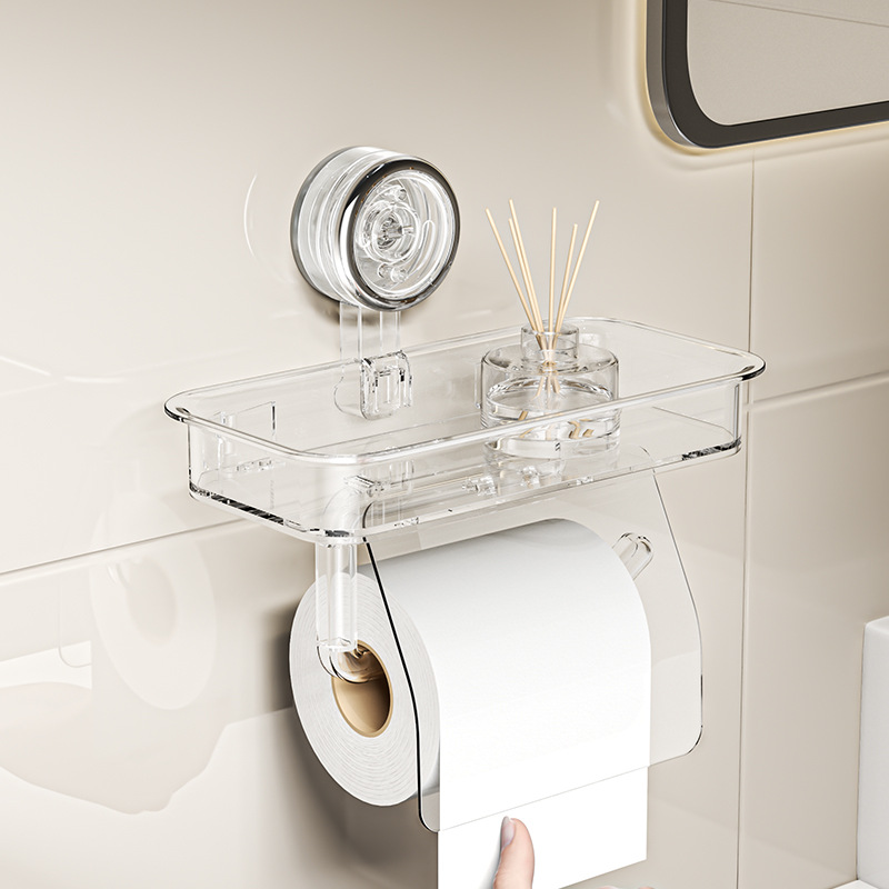 Ventosa para baño soporte de papel enrollado en la pared estante de papel higiénico sin perforación caja de pañuelos impermeable caja de papel higiénico para baño