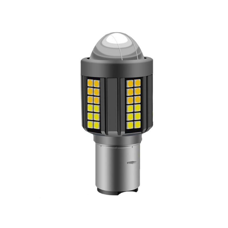 Motorcycle Led Headlight H4 Fisheye Electric Vehicle Headlight Yellow and White Dual-Color High and Low Beam Integrated Three-Claw Two-Claw Light