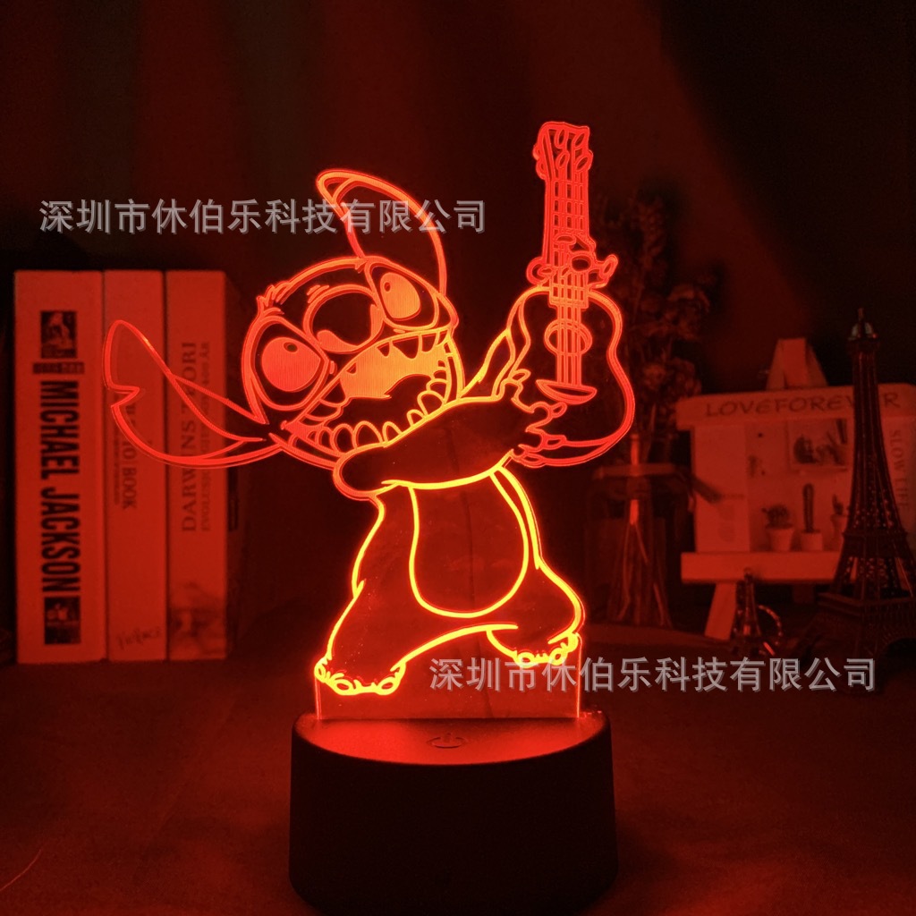 Stitch 3D noche luz colorida táctil control remoto nuevo creativo USB dormitorio escritorio atmósfera lámpara de mesa LED regalo