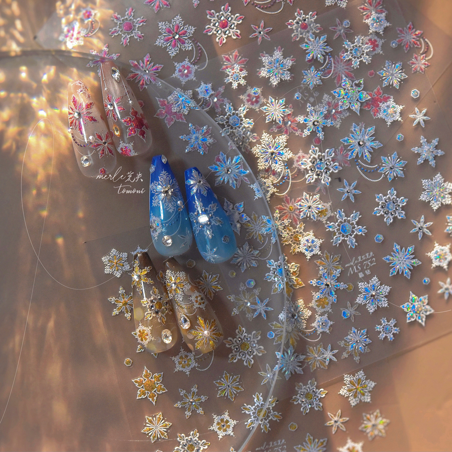 Manicure nuevo diamante de cristal manicure pegatinas ins nunca pierde la cooperación japonesa pegatinas de uñas metal pegatinas de nieve al por mayor