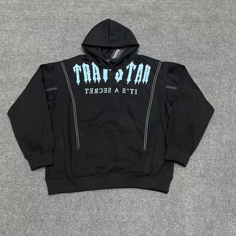 跨境25ss新款Trapstar街头绣花字母连帽机能卫衣宽松卫裤加绒套装|undefined