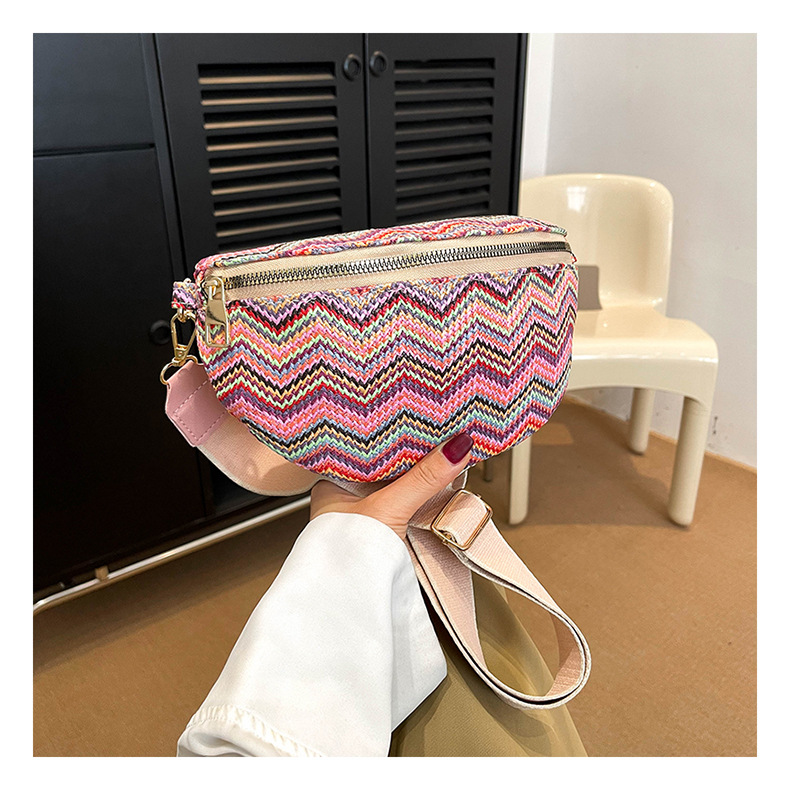 All Seasons Season Women's Gender Vintage Style Style Women's Vintage Style Color Block Waves Braid Waist Bags