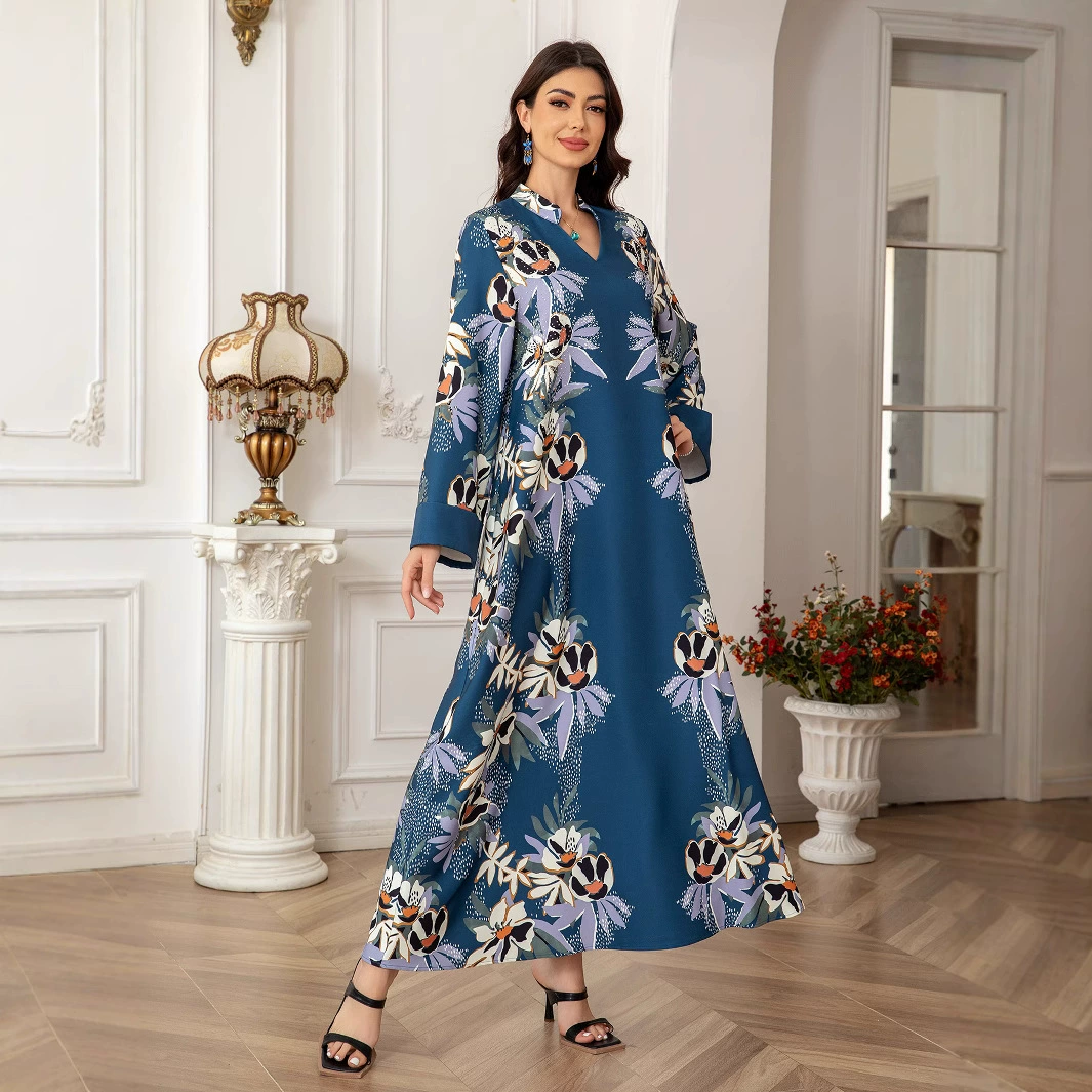 SW0802 модный женский халат с принтом для мусульманок, популярный в Ближнем Востоке и Саудовской Аравии, аль-абайя