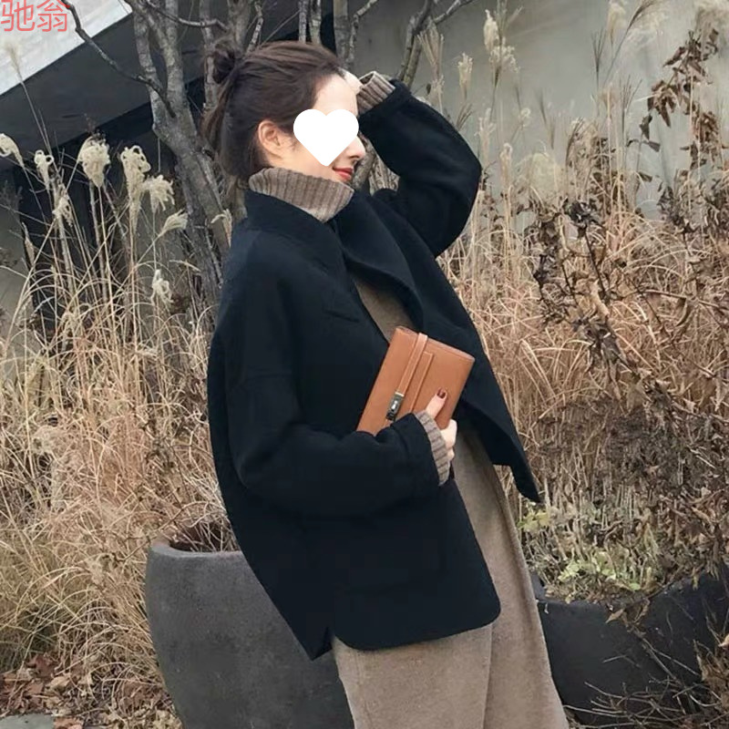 Y9Z Double-Sided Cashmere Short Coat Woolen Jacket for Women, New Autumn and Winter Korean Style, Cocoon-Shaped, Loose Fit, Slimming Effect