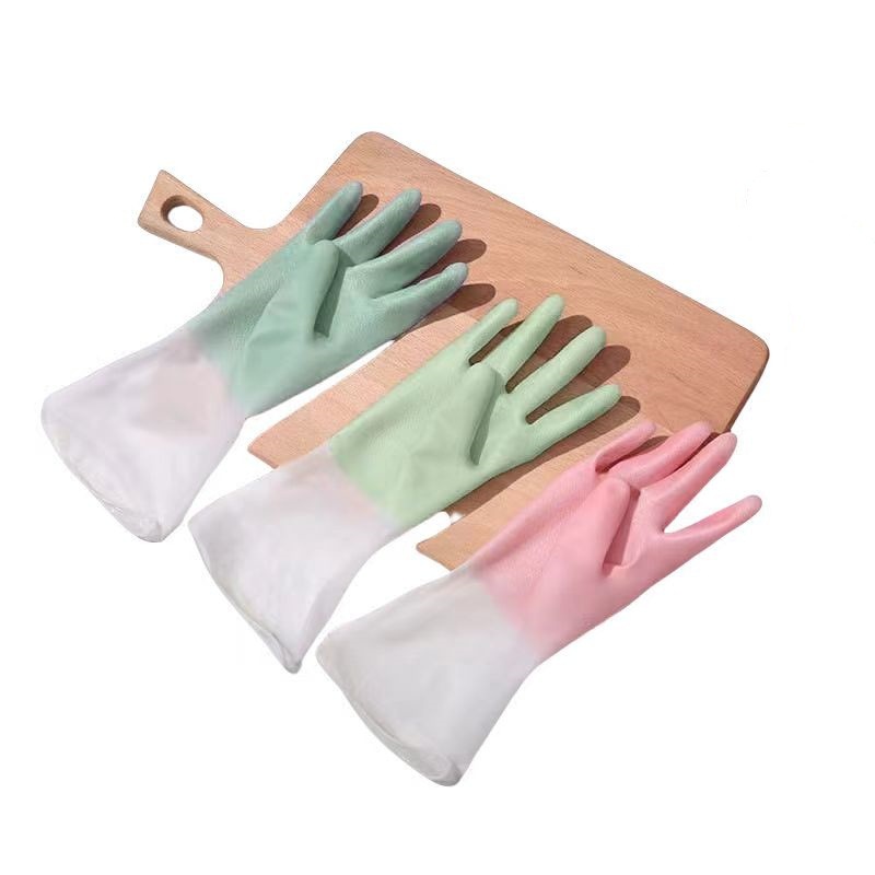 Plastic Steel Dishwashing Kitchen Cleaning Double Color Household Gloves Or Washing Dishes And Clothes Rubber_voghion.com