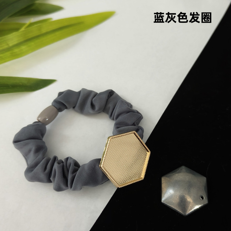 宋锦DIY底托带盖 大肠发圈蓝 灰色大肠发圈发夹材料 KC金电泳保色|undefined