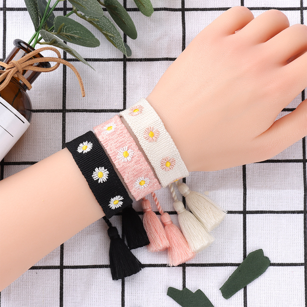 1 Piece Quantity Casual Letter Heart Shape Flower Polyester Wholesale Drawstring Bracelets
