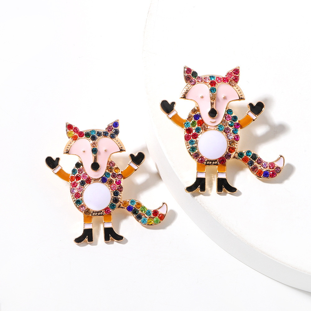 Cartoon Animal Little Fox Diamond European And American Christmas Creative Earrings Fashion Accessories display picture 9