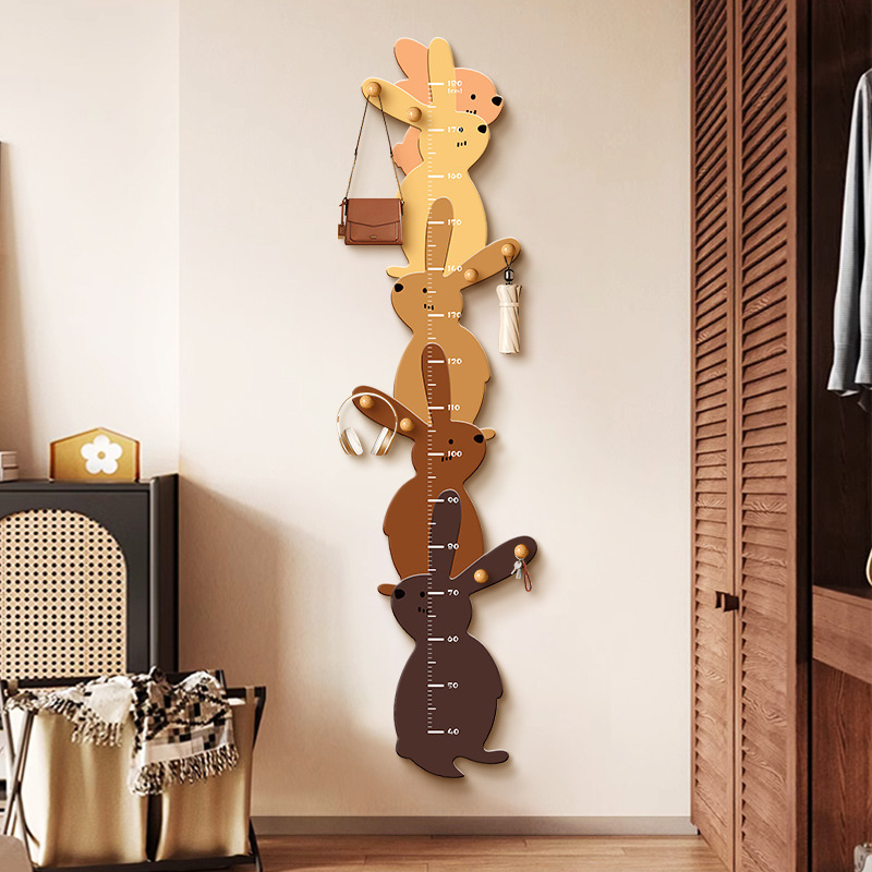 Pegboard Clothes Rack for Entryway, Children's Height Chart Wall Sticker, Wall-Mounted Bedroom Hook, Pegboard Coat Rack