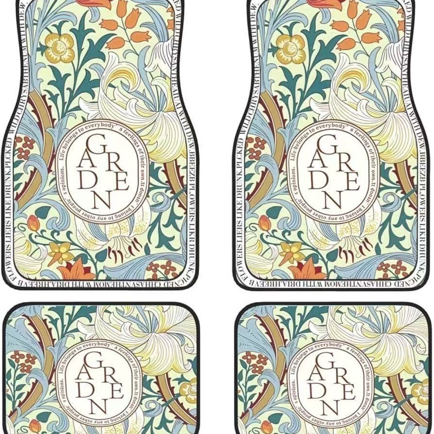 跨境花卉汽车通用脚垫亚马逊temu代发水晶绒耐脏耐磨易打理垫子