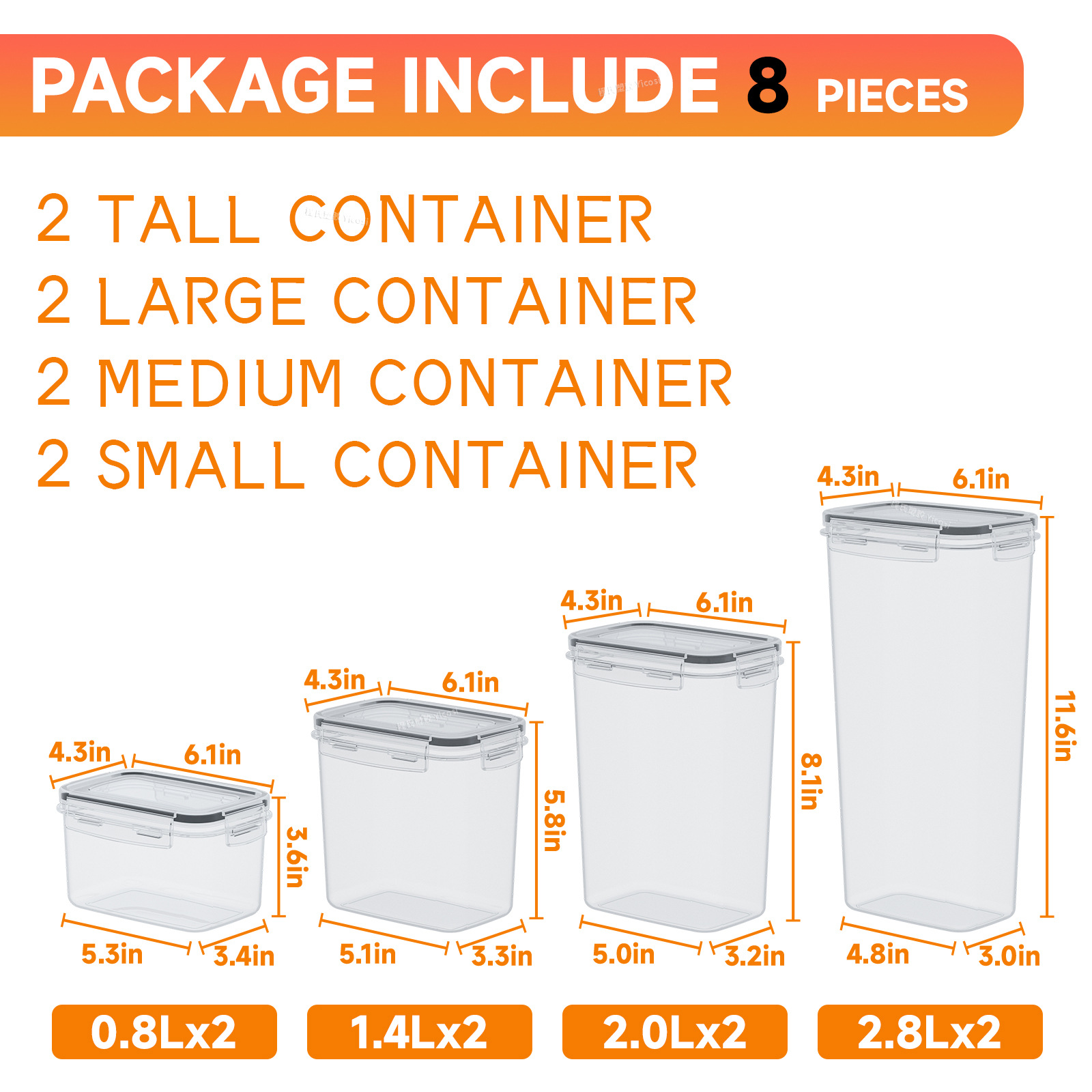 Recipiente hermético para alimentos, caja cuadrada transparente para conservar la frescura, tarro de almacenamiento de granos para cocina, tarro de almacenamiento engrosado para frutos secos