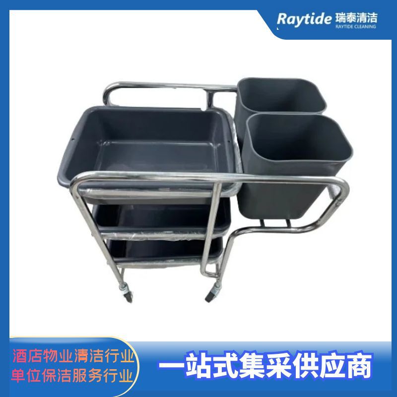 Baiyun Stainless Steel Dining Cart Af08167 Hotel Bowl Collection Cart with Trash Can Multi-Functional Restaurant Trolley