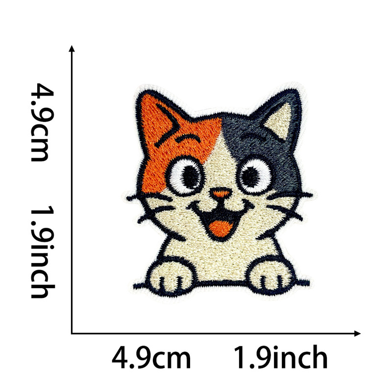 かわいい猫の刺繍布ステッカー、オレンジ猫、三色猫、黒猫など、かわいい表情の粘着アイロン接着パッチ|undefined