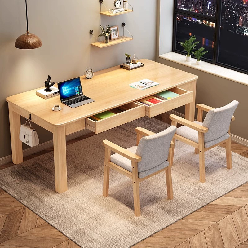 Письменный стол из массива дерева, компьютерный стол, офисный стол, студенческий домашний письменный стол, письменный стол для гостиной, большой досчатый стол, длинный стол